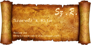 Szarvák Rita névjegykártya